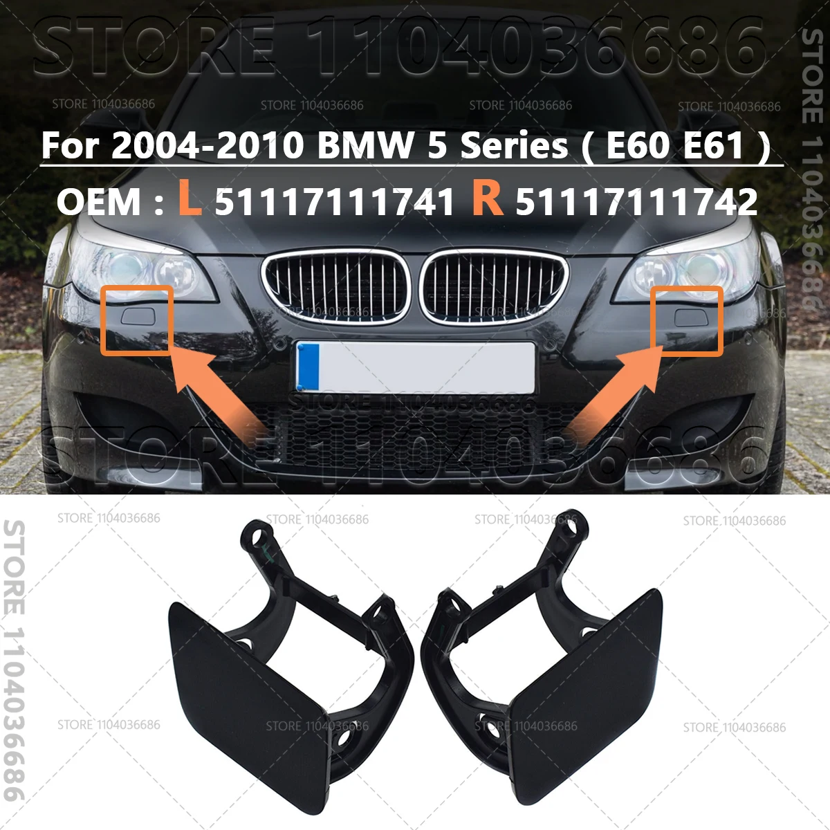 

Для 2004-2010 BMW 525i 528i 530i 530i 535i 545i 550i M5 (E60 E61) крышка форсунки омывателя передней фары 51117111741 51117111742