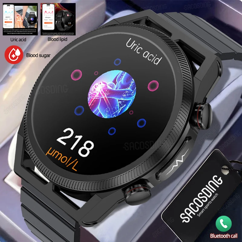 

Smart Watches for Men 2023 Health Blood Glucose Lipid Uric Acid Monitor ECG PPG Smartwatch Bluetooth Call SOS for Huawei xiaomi