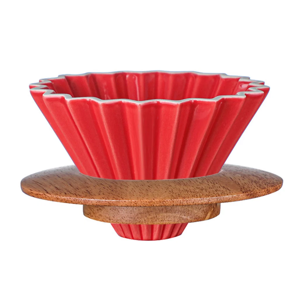 

Espresso Coffee Filter,Ceramic Pour Over Coffee Maker with Stand V60 Funnel Dripper,Coffee Accessories,Red