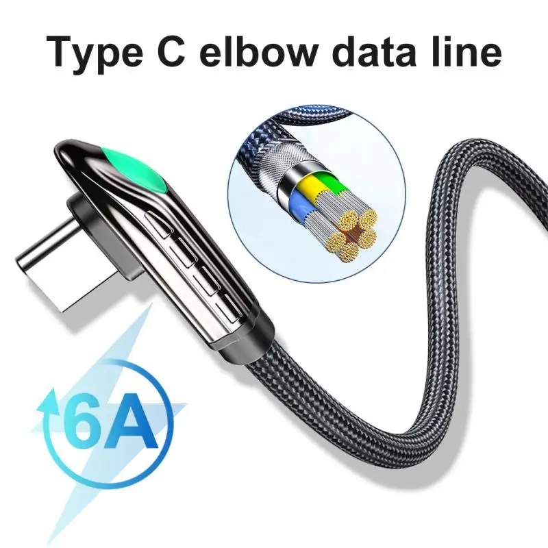 

Essager 66W USB C-cable Fuxing Nylon Braided Wire Elbow Data Cable Compatible With Type-C Phone Charging Interface