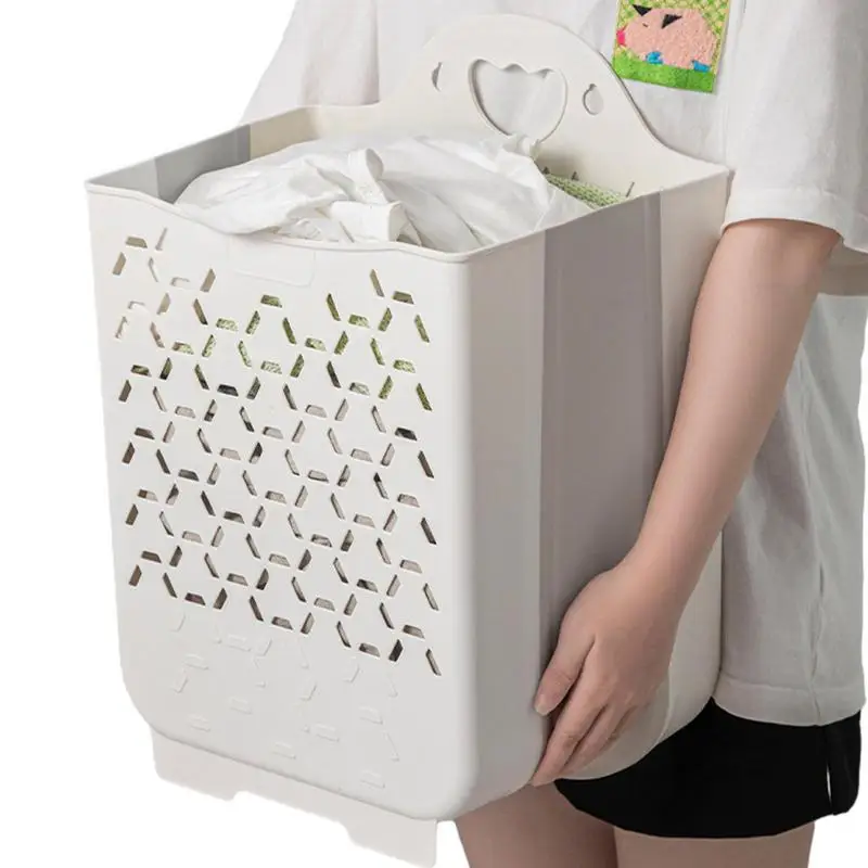 

Foldable Laundry Hamper Folding Wall Hampers For Bedroom Collapsible Laundry Baskets Space-saving Wall-mounted Hollow Hampers