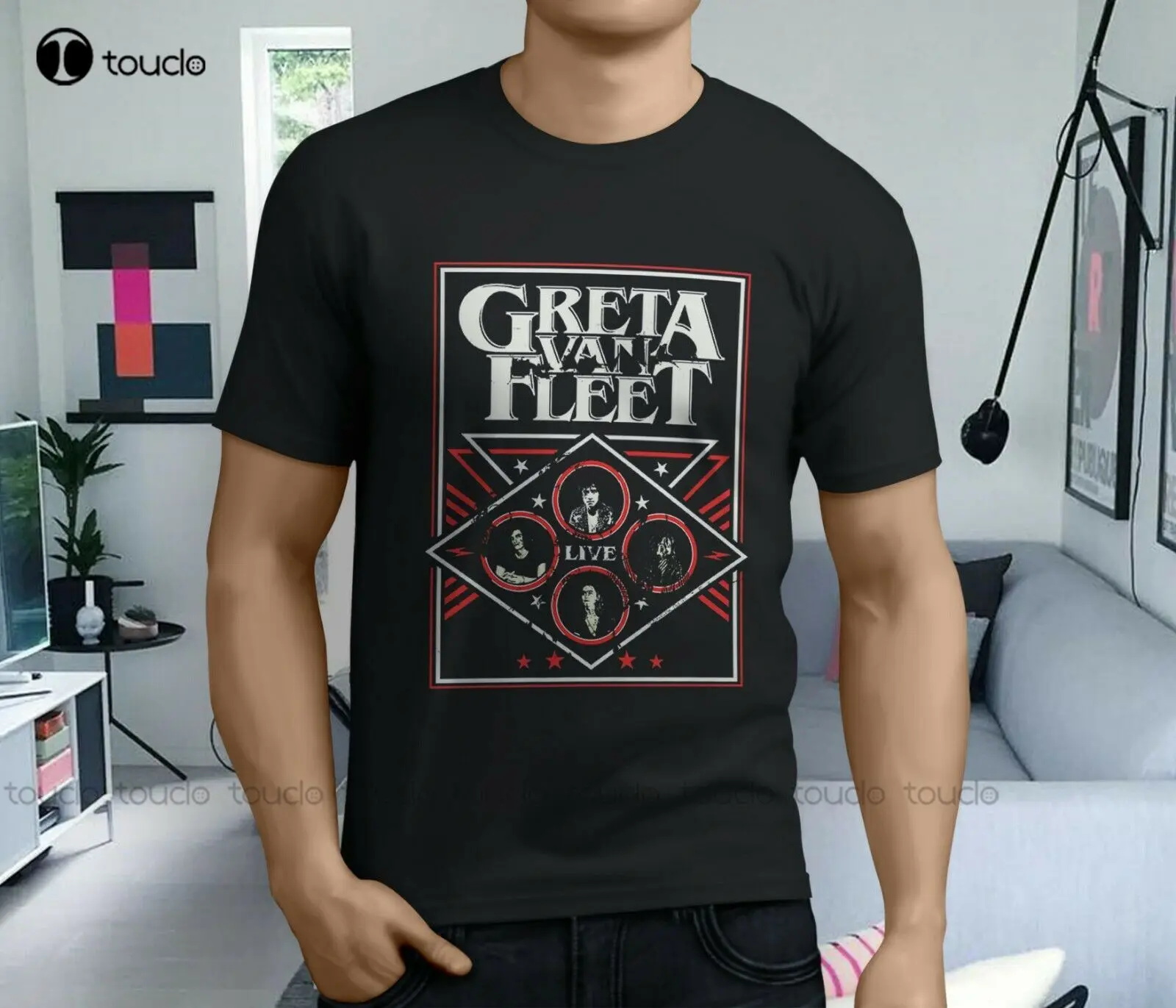 Новинка популярный постер Greta Van Fleet On Tour Мужская черная футболка размер S-5Xl