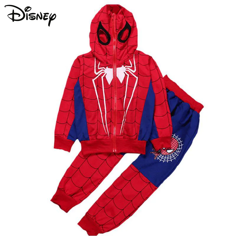 Disney Spiderman Hoodie Coat Kids Pants Boy Baby Girl Infant Suits Spider Man Cosplay Costume Children Hooded Clothes Suit Gift