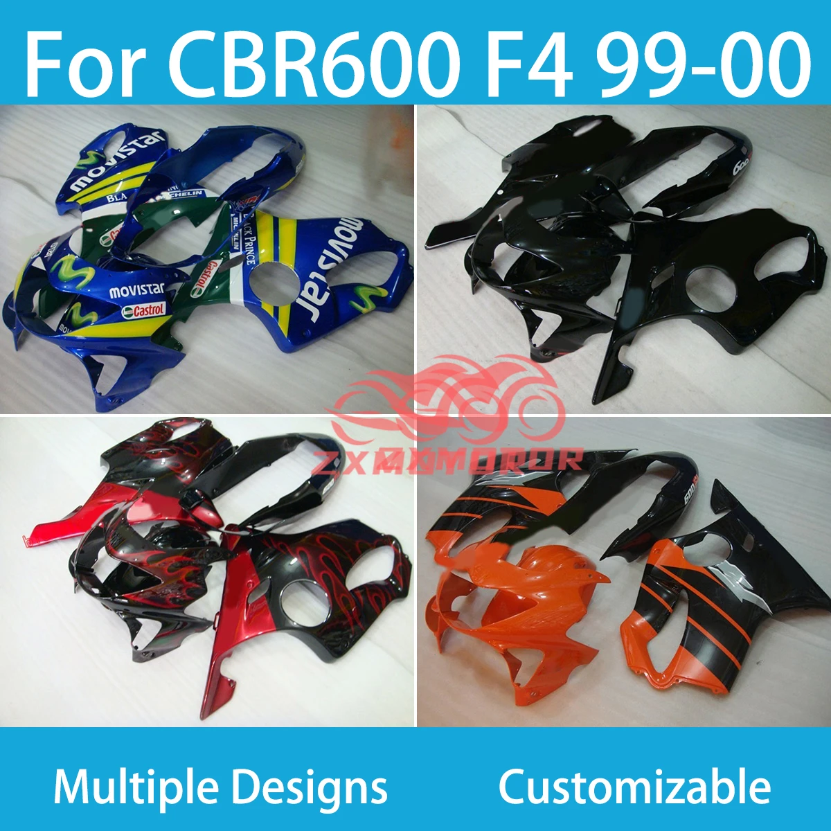 Матовый черный обтекатель подходит для Honda CBR 600 F4 1999 2000 литые под давлением