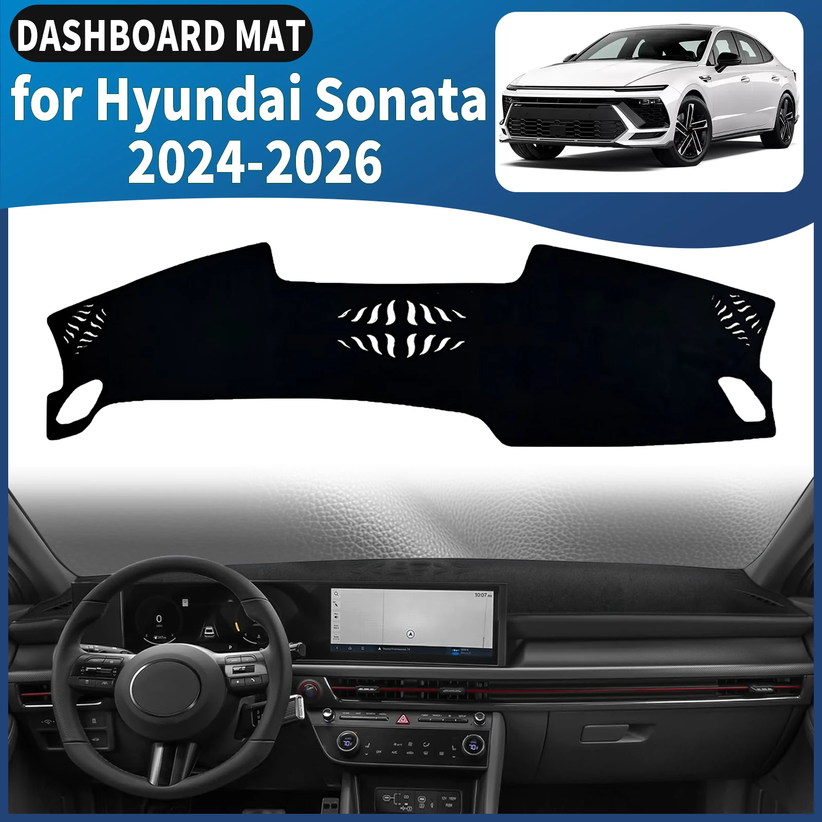 Фото Для Hyundai Sonata 2024-2026 N-line (без HUD) — Накладка на приборную панель, солнцезащитный коврик, противоскользящий коврик-протектор для приборной панели, детали интерьера №3