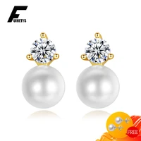 fashion pearl earrings 925 silver jewelry accessories with zircon gemstone drop earrings for women wedding engagement party gift