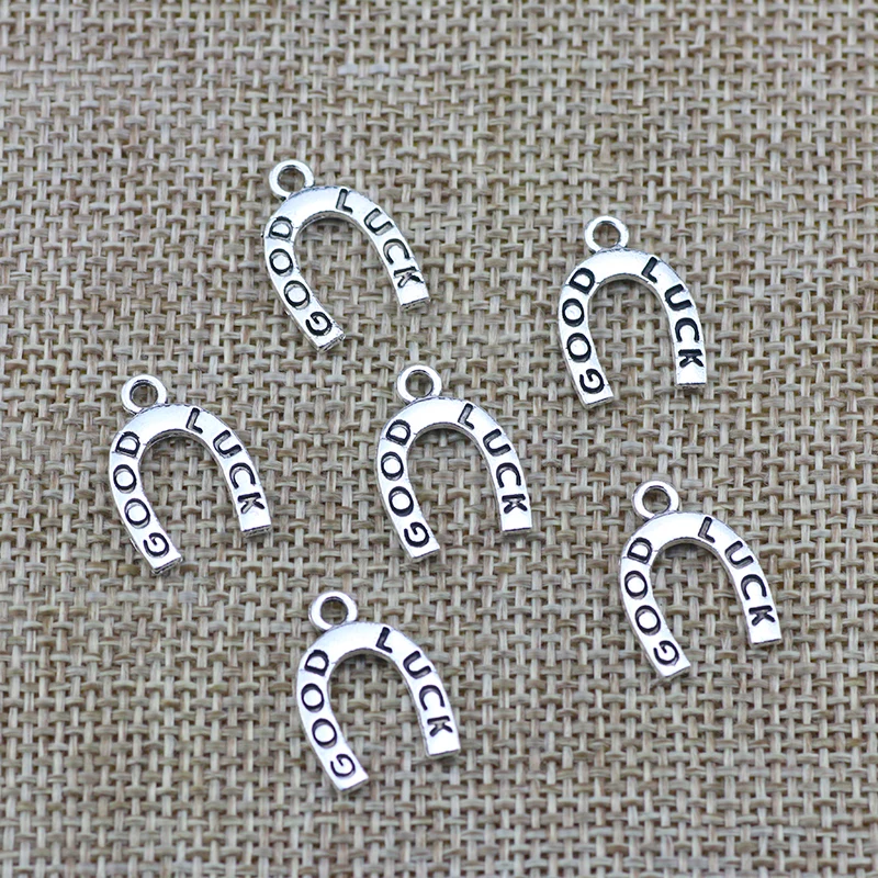 

20pcs/lot 12*17mm Good Luck Horseshoe Charm Antique Silver DIY Pendant For Women Necklace Jewelry Making Gift Craft