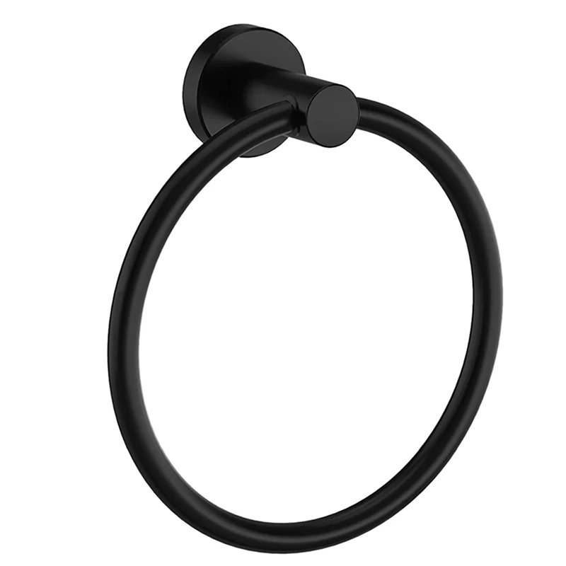 

Black Towel Ring Hand Towel Rack Bathroom Towel Rack Wall Hanging Bathroom Hardware Simple Round Towel Rack