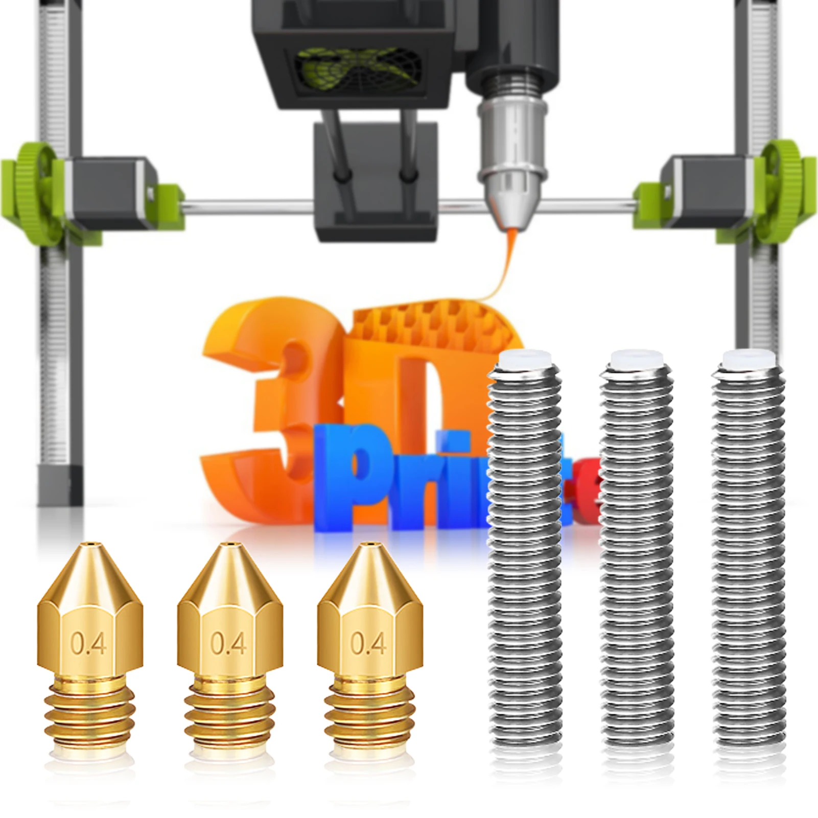 

3D Print MK8 Brass Nozzle Print Heads 0.4mm 5pcs 0.4mm Brass Extruder Nozzle Print Head 3D Printers Extruders Parts Supplies