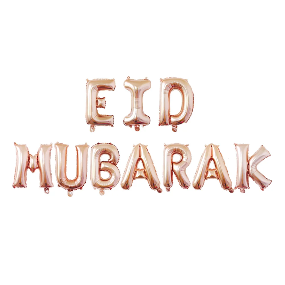 

Party Balloon Decor Printed Letter EID MUBARAK Latex Balloon Ornament Party Supplies Aluminum Foil Balloon, 23pcs ( Rose )