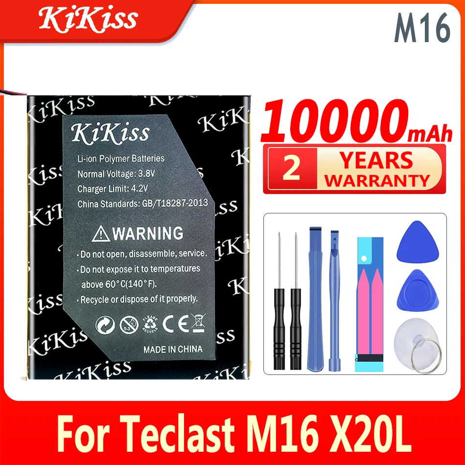 

10000mAh KiKiss New 3.8V Battery For Teclast M16 X20L Tablet PC Accumulator Replacement Batterie 2-wire +tools
