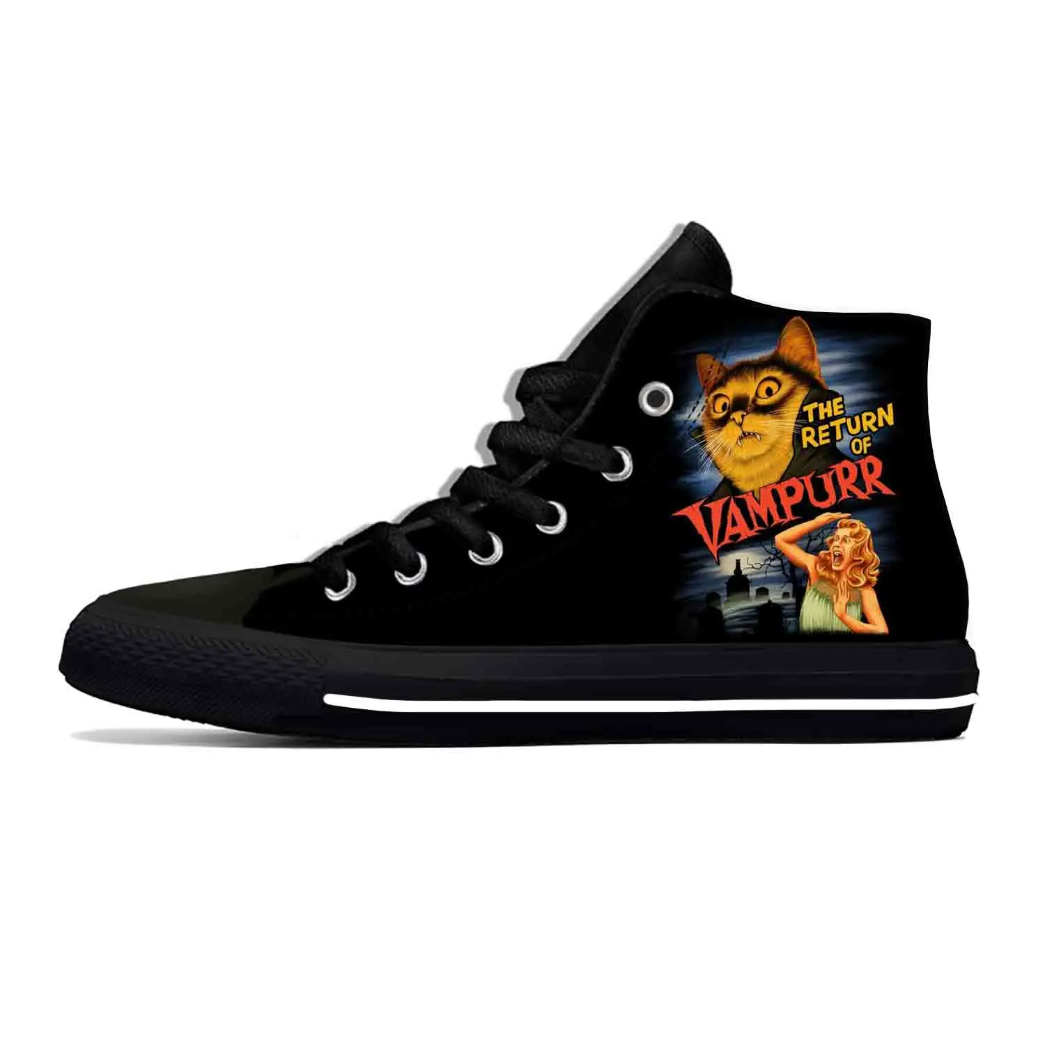 

Vampurr Cat Vampire Halloween Anime Cartoon Comic Casual Cloth Shoes High Top Lightweight Breathable 3D Print Men Women Sneakers