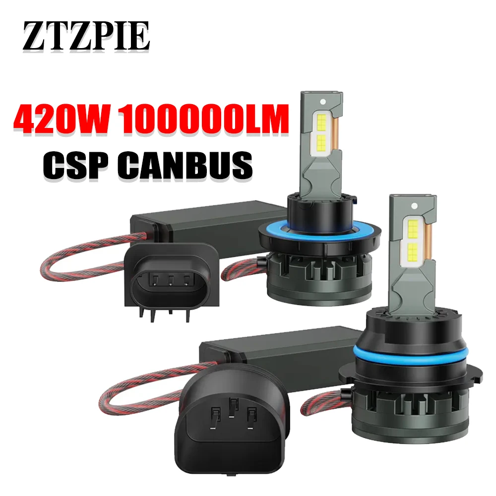 

ZTZPIE 6000K 9004 9007 H13 Laser Lens Headlights Bulb Canbus Led Lamp CSP 3570 Power Car Headlight Light 420W 100000LM 12V