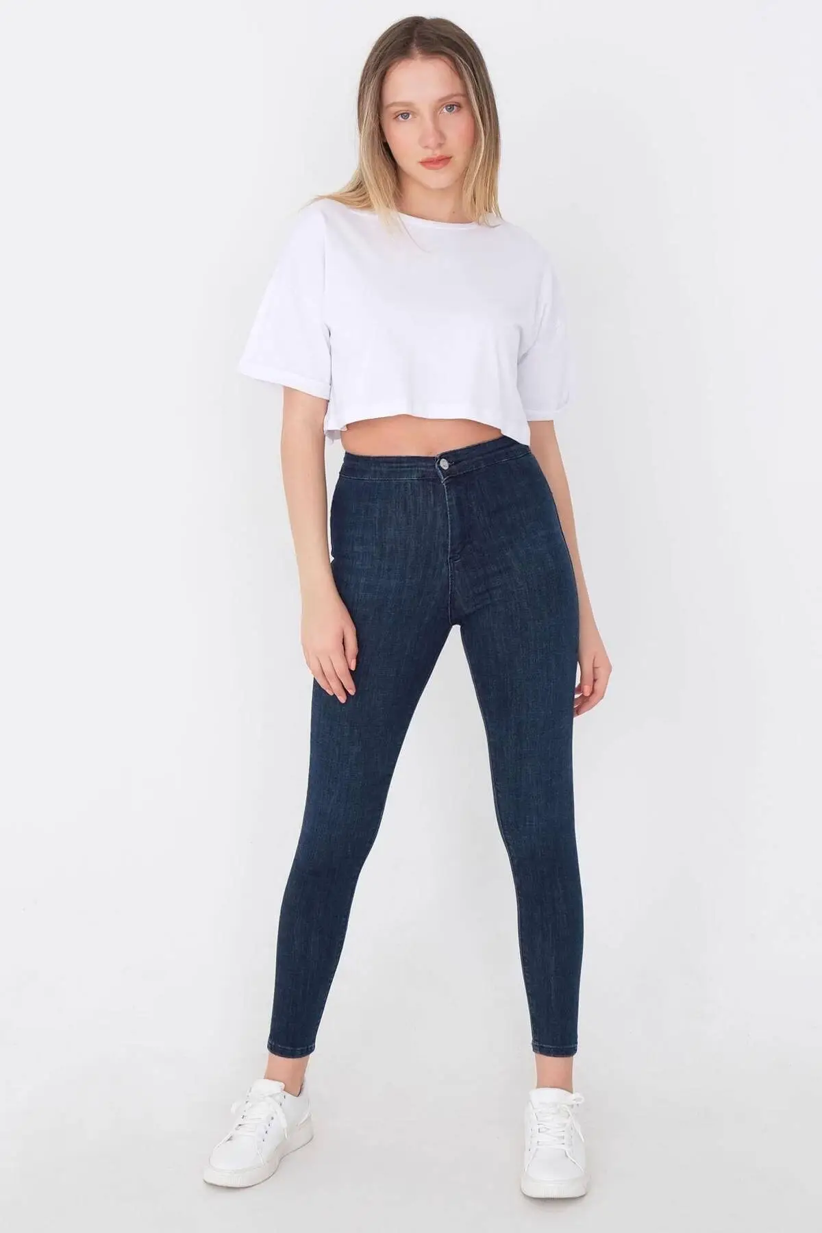 

Женские джинсы с высокой талией, Длинные прямые брюки в уличном стиле, женские брюки на молнии с пуговицами