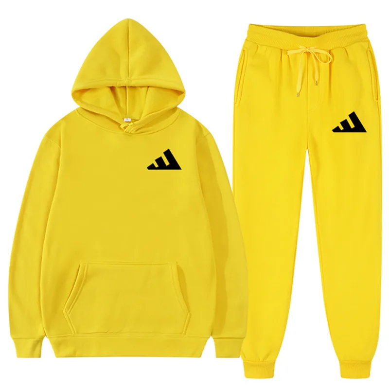 New Spring Fashion Men's Pullover Sweater Training Set Men's Hoodie Two Pieces+Pants Sports Shirt Autumn and Winter Sports Set