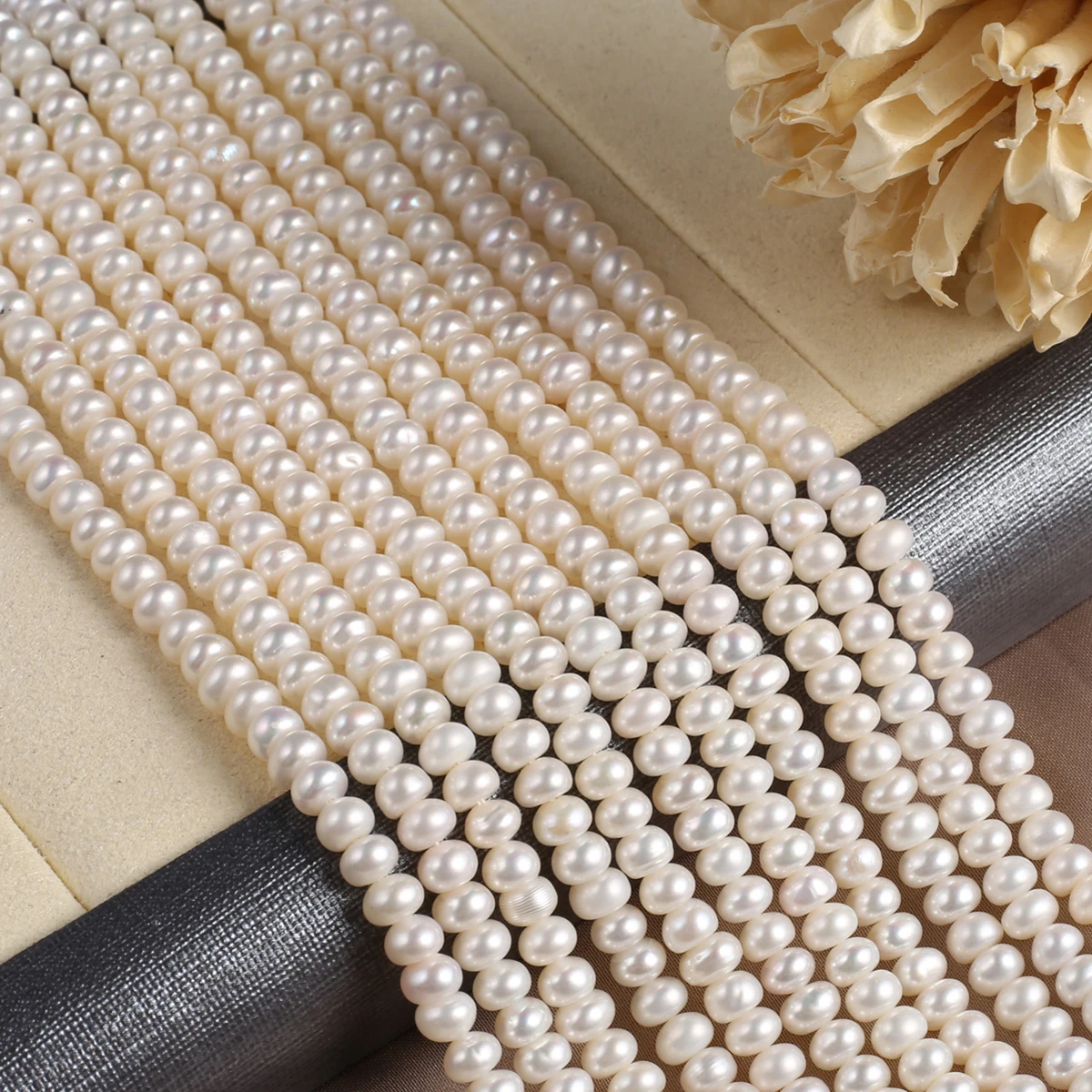 Natural Pearl Rondelle Beads AAA Loose Spacer Bead High Quality for Jewelry Making Diy Women Elegant Necklace Bracelet Crafts
