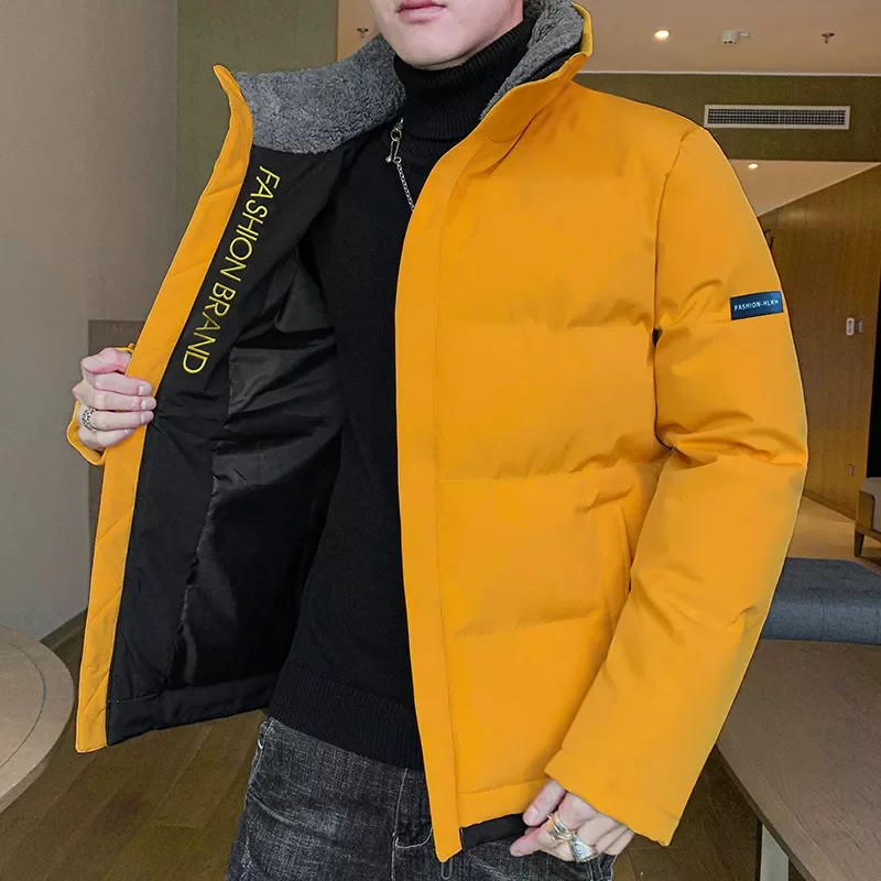 Cotton Warm Fur Collar Coats Casual Outoutwear Thermal Slim Padded Coats Mens Clothing Winter Men's Bomber Fashion