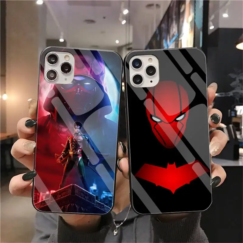 Bandai DC Red Hood Phone Case Tempered Glass For iPhone 13 12 Mini 11 Pro XR XS MAX 8 X 7 Plus SE 2020 Soft Cover