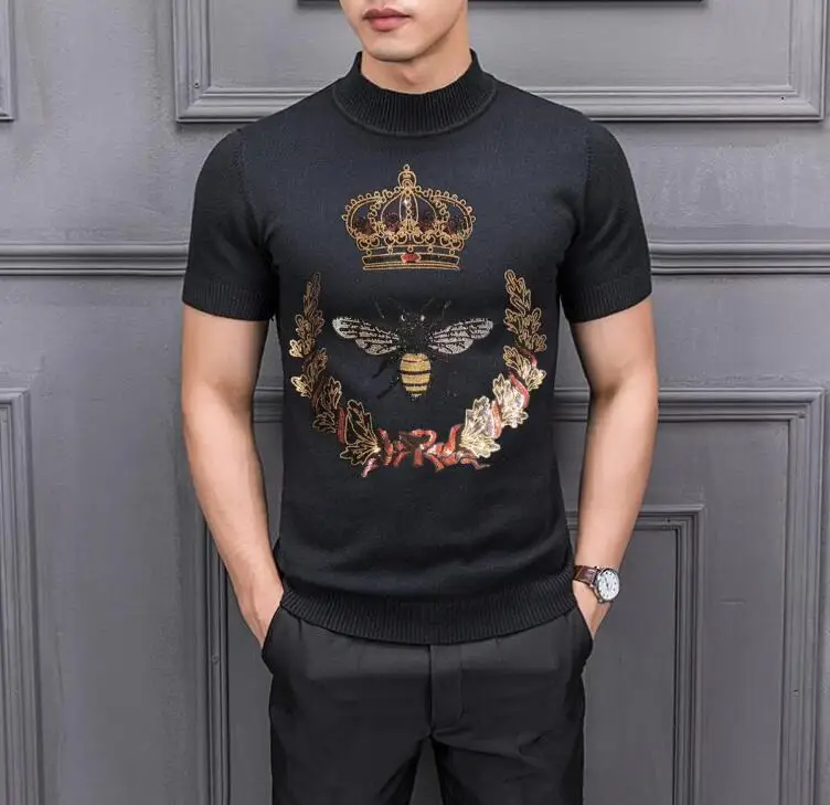 Мужской дизайнерский свитер с коротким рукавом модный брендовый в стиле хип-хоп