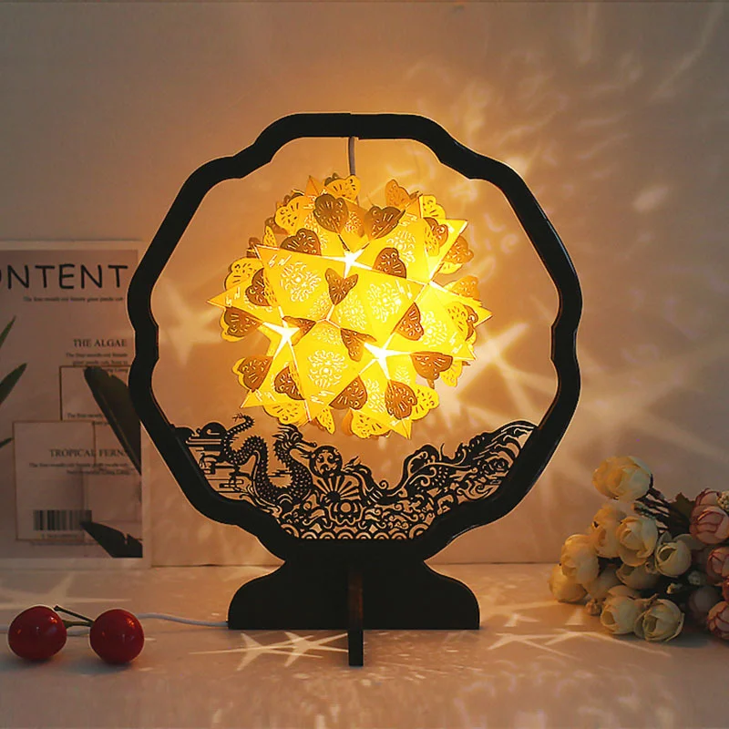 

Light Shadow Paper Carving Lamp Creative Home Handmade DIY Bedside Decoration Desktop Small Night Light Ornament Holiday Gift