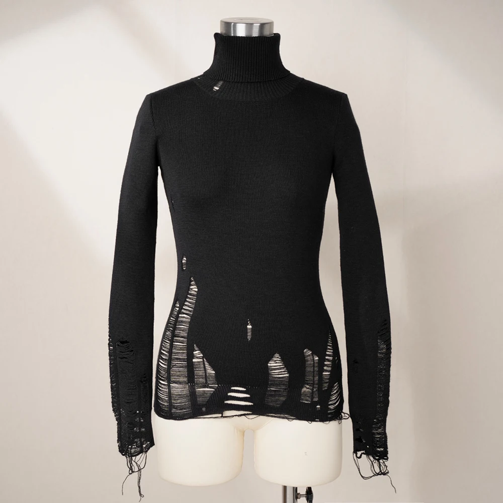 Женский шерстяной свитер Y2K с покронечными отверстиями персонализированный