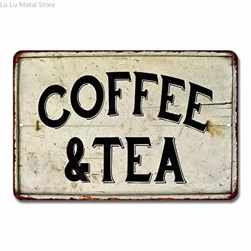 

Coffee Tea Sign Station Nook Shop Signs Decor Hot Farmhouse Decorations Rustic Time Bar Kitchen Country Chic Accessories Tin