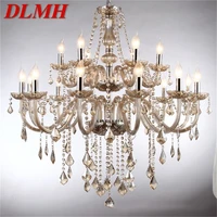 dlmh european style chandelier cognac pendant crystal candle luxury lights led fixtures for home hotel hall