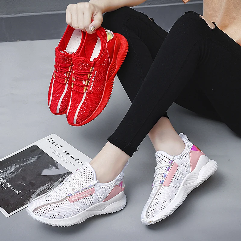 Lightweight Women Running Shoes Breathable Female Sports Shoes Anti-Slip Women's Sneakers Mesh Flexible Tennis Lace Up Outdoor