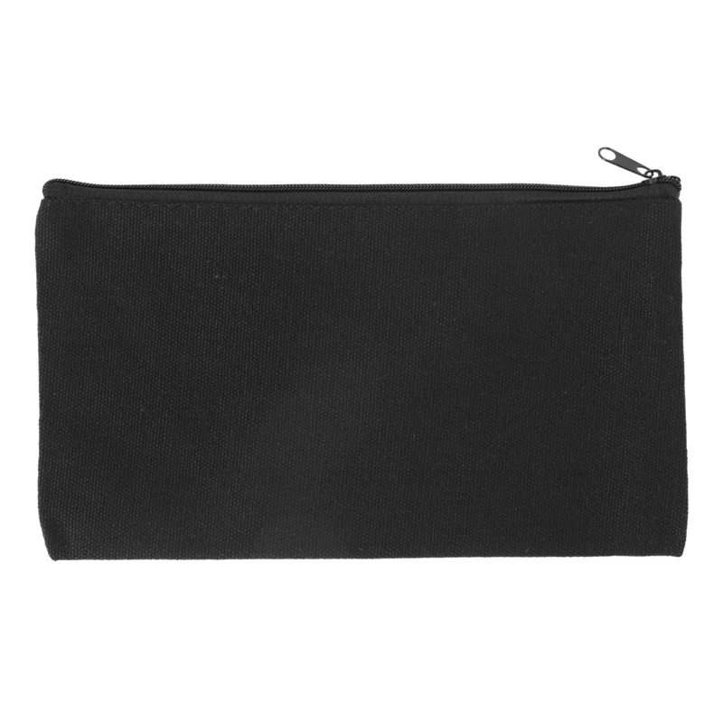 120 Pcs Canvas Zipper Pouch Bags Canvas Makeup Bags Pencil Case Blank DIY Craft Bags For Travel DIY Craft School Black
