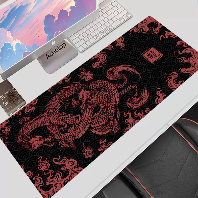 

Dragon Mouse Pad Black and White Deskmat 90x40 Playmat Laptop Japan Art Mousepad Gaming Keyboard Pad XXL Table Mouse Mat Pc Rug