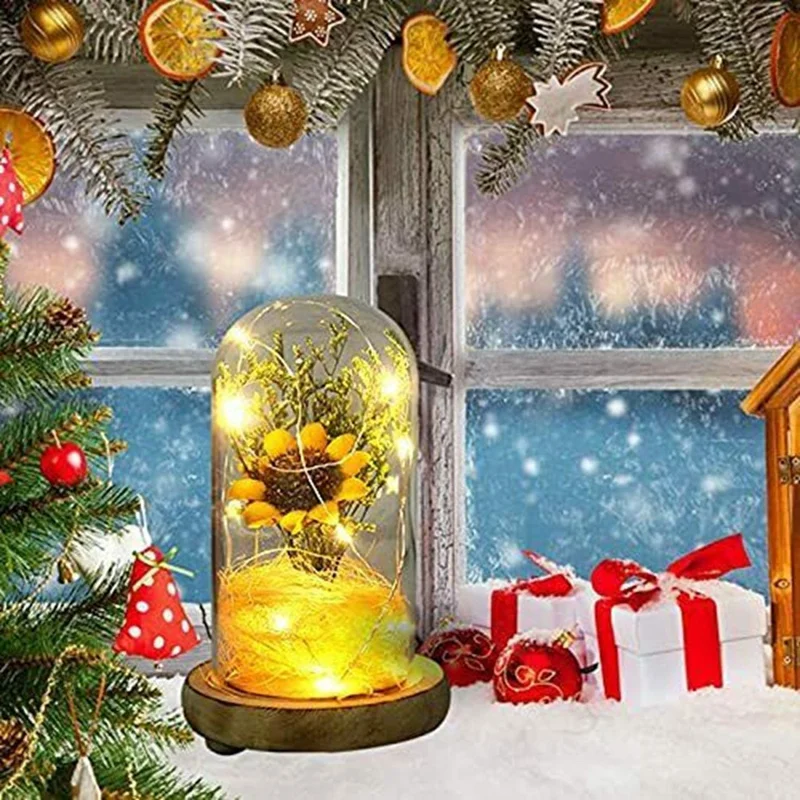 Очаровательный подсолнух цветок лампа Искусственный Подсолнух в стеклянном