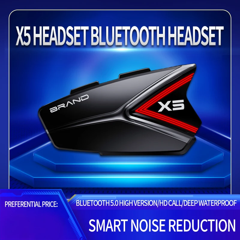 

Bluetooth-гарнитура X5 для мотоциклетного шлема, 1500 мА · ч