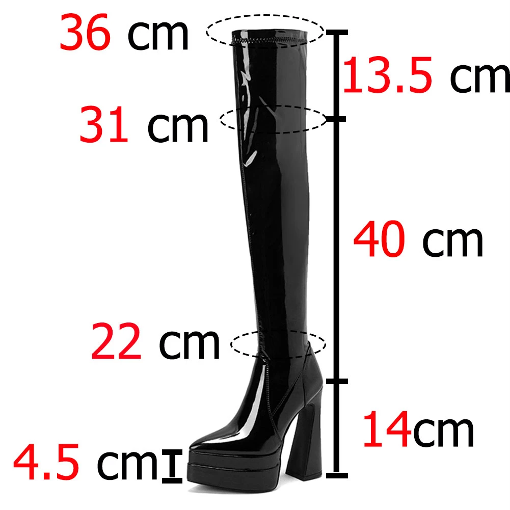 Big Size 43 Autumn Winter Thigh High Boots Pointed Toe High Heels Platform Over The Knee Boots Women Sexy Party Shoes For Women images - 6