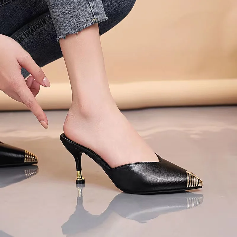 Zanpace Summer Women Slippers Home Flat Womens Shoes Low Pointed Top Flip Flops Ladies Casual Half Slides Women Sandals