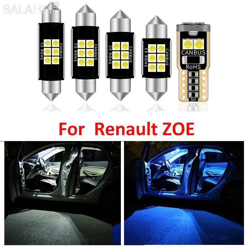 9pcs White Car Interior LED Lights Bulbs Kit Pack For Renault ZOE 2013 2014 2015 2016 2017 Reading Map Trunk License Plate Lamp