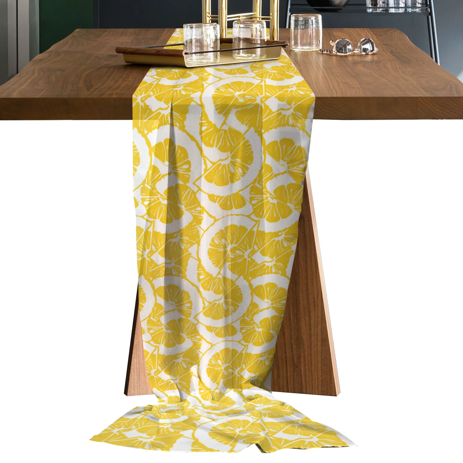 

Летние шифоновые скатерти с текстурой лимона и фруктов для кухни, гостиной, Свадебный кофейный столик, декоративная печатная марлевая скат...
