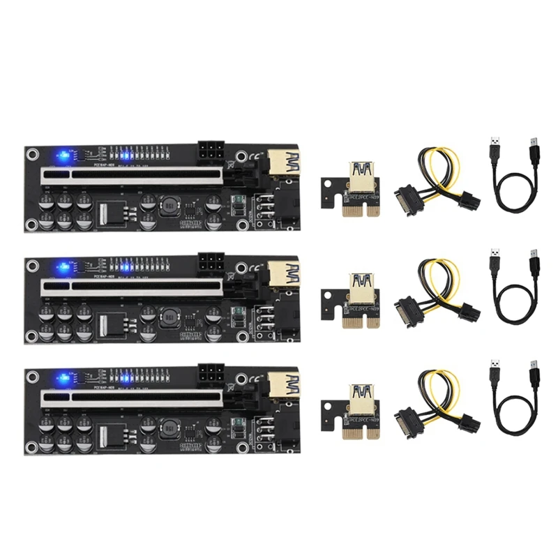

V011-PRO Pcie Riser Card Pci Express Video Card Pci-E 1X to 16X Adapter Card SATA Power Cable for BTC Miner Mining