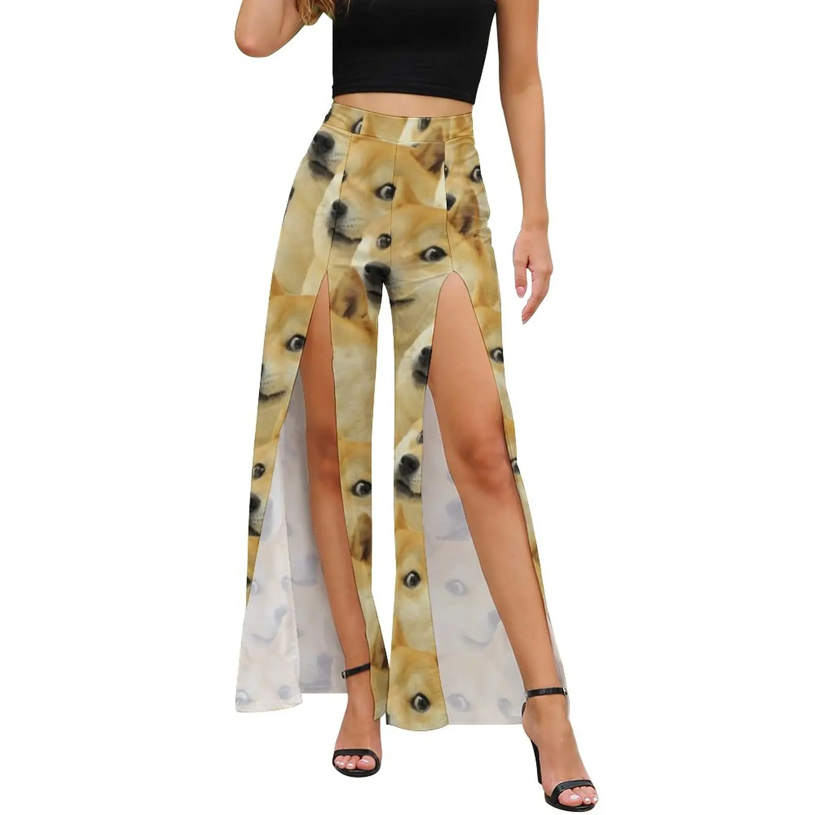 

Брюки женские с разрезом и завышенной талией, Y2k