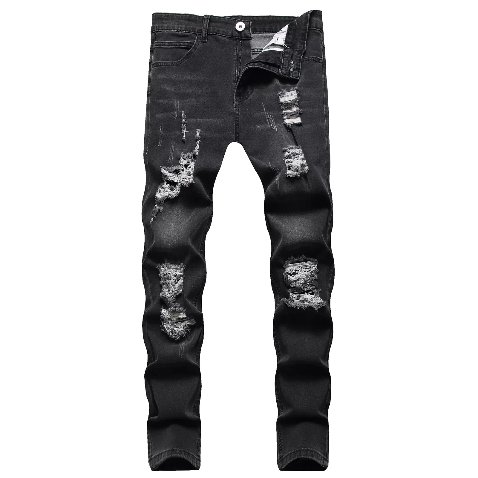 2022New Sweatpants Sexy Hole Jeans Pants Casual Summer Autumn Male Ripped Skinny Trousers Slim Biker Outwears Pants