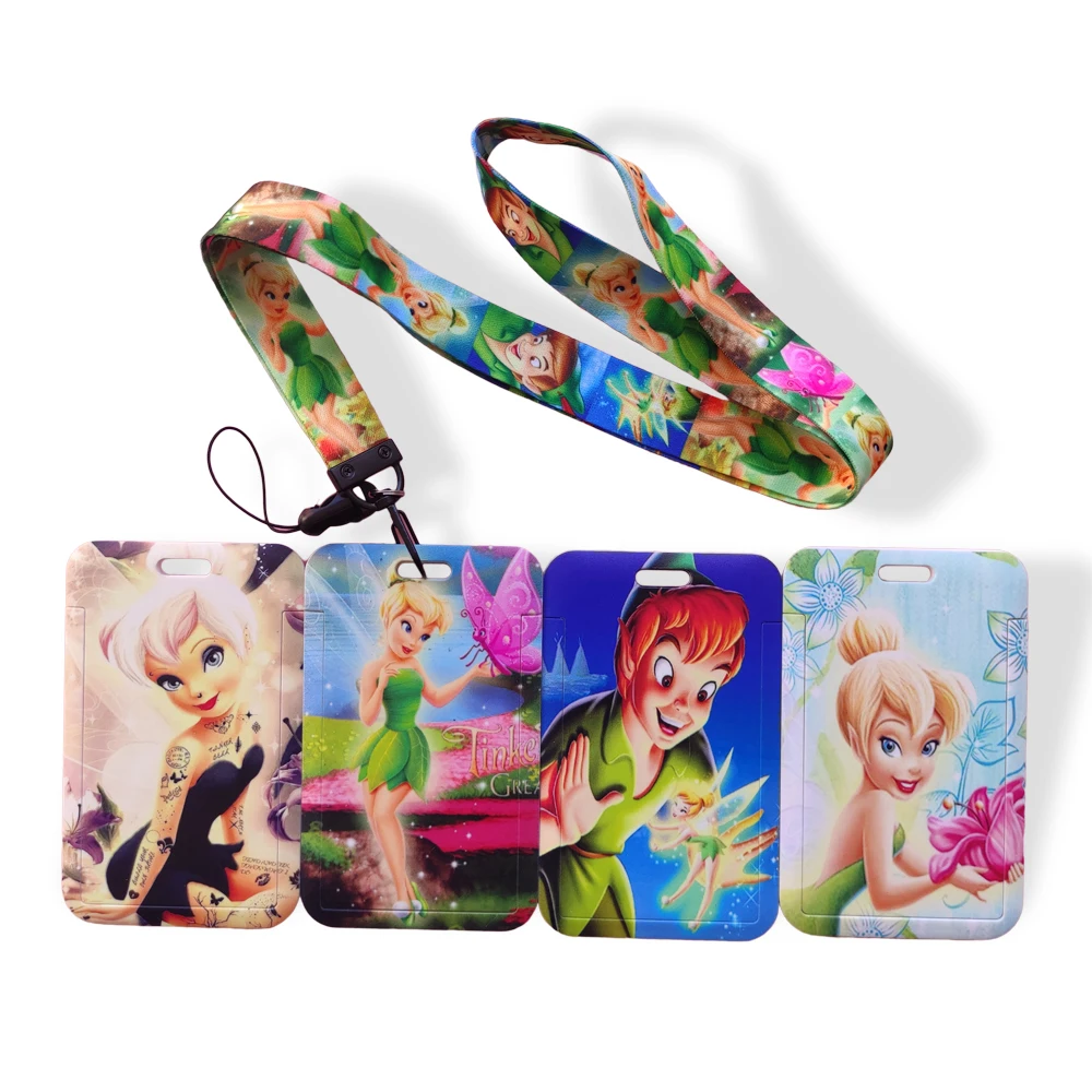disney tinker bell girls card holder business badge card case frame abs employee case student lanyard name card holder free global shipping