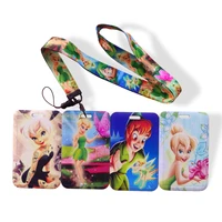 Disney Tinker Bell Girls Card Holder Business Badge Card Case Frame ABS Employee Case Student Lanyard Name Card Holder