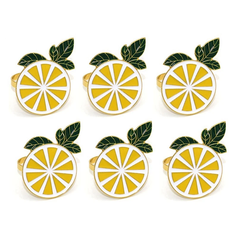 

12Pcs Lemon Napkin Rings Metal Lemon Napkin Holder Farmhouse Gold Fruit Napkin Buckle For Summer Wedding Dinner Party