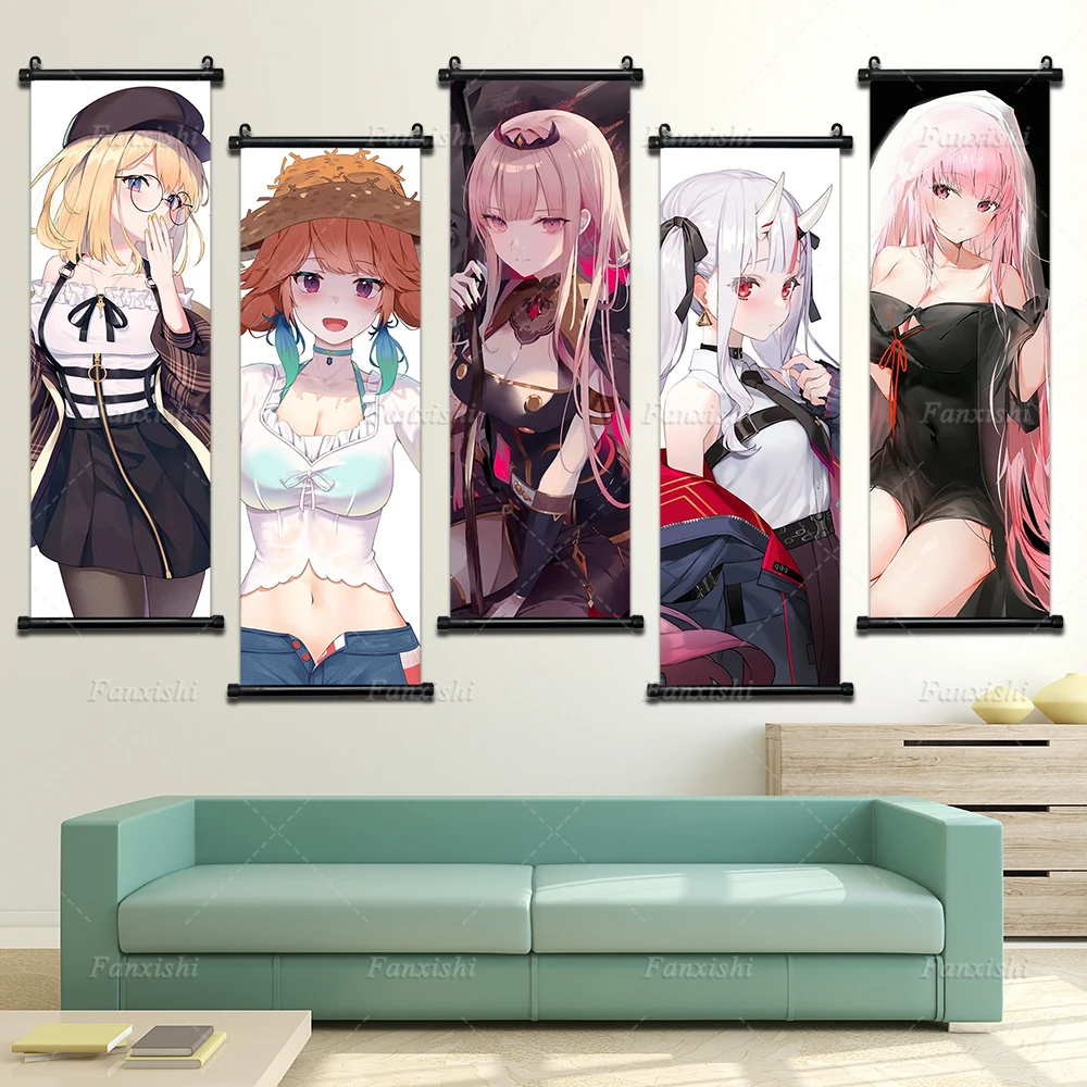 

Scroll Hanging Painting Japan Anime Hololive Poster Cute Girls Wall Art Print Canvas Pictures for Living Room Home Decor Cuadros