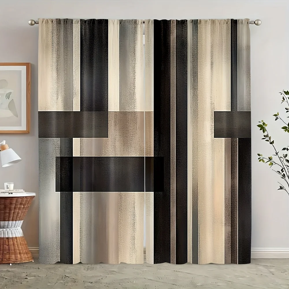 

Шторы из полиэстера 2 шт., серый геометрический принт