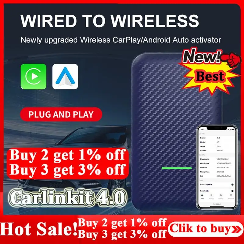 

NEW CarlinKit 4.0 For Wired to Wireless Connection Handsfree Safe Driving Carplay AI Box 5G WiFi Bluetooth 5.0 Auto Accessories