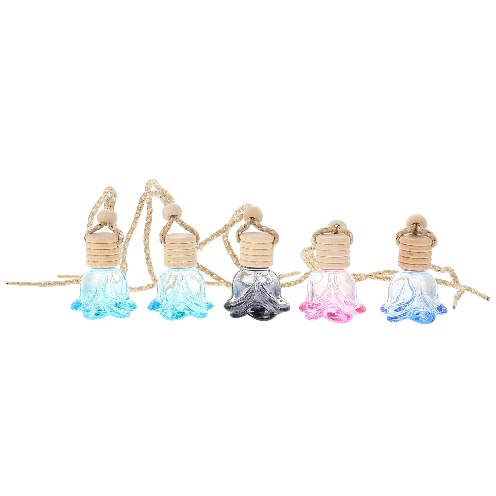 

5pcs Car Aromatherapy Bottle Car Air Freshener Bottle Fragrance Essential Oil Diffuser Hanging Pendant Auto Ornaments Decor ( )