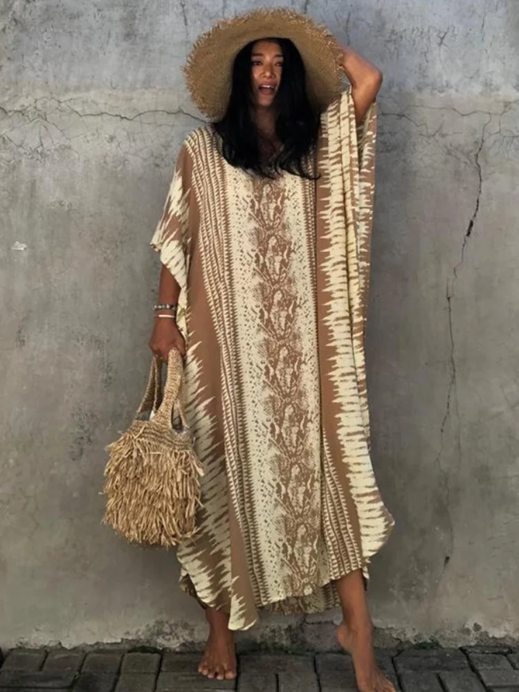 

Пляжное платье Caftan в богемном стиле, женский купальник, блузка, принт змеиной расцветки, купальник, тапочки 2020