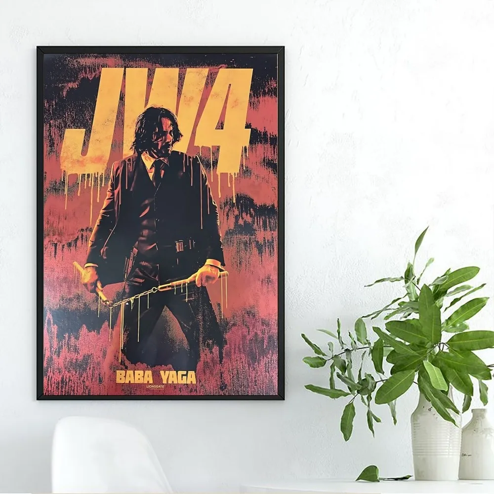 Movie John Wick Chapter 4 Poster Kraft Paper Vintage Wall Art Painting Study Aesthetic Small Size Stickers