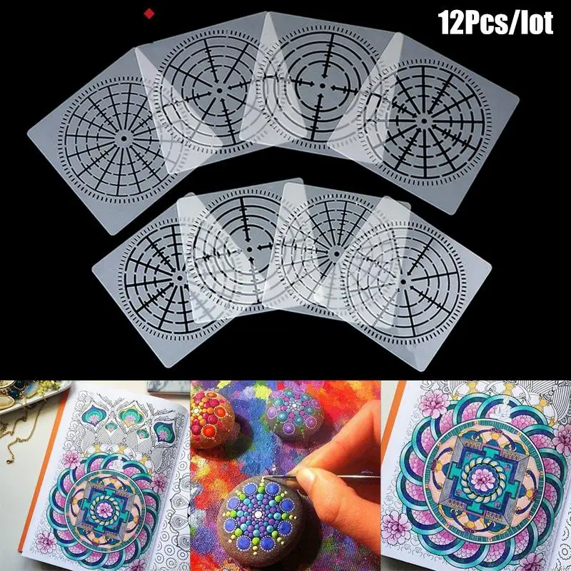 

12PCS/Set DIY Reusable Mylar Painting Stencils Templates Tools for Craft Furniture Wood Canvas Rocks Fabric Wall Art