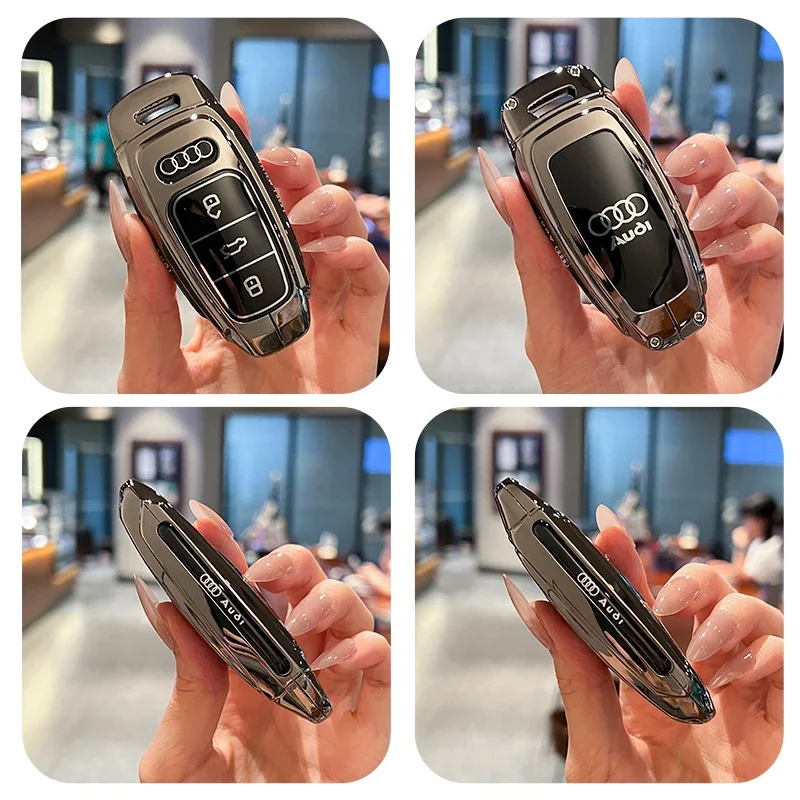 Фото Чехол для автомобильного ключа-пульта для Audi A3 A4 B9 A6 A7 4K A8 E-tron Q5 Q8 C8 D5 SQ8, замшевый чехол-брелок для ключей, защитный чехол-сумка №4